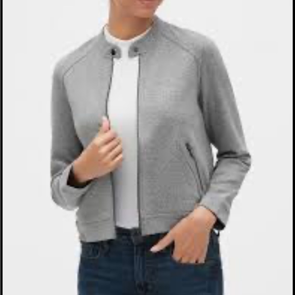 Banana Republic Women's Gray Moto Knit Jacket Cropped Sz XL NWOT